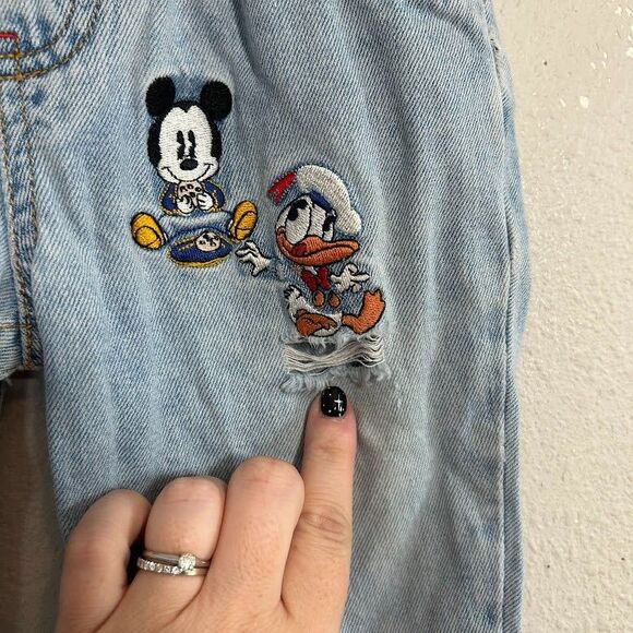 VTG 90s Baby Mickey & Co Jeans 12 Months Embroidered Patches Donald 100% Cotton - Picture 5 of 9